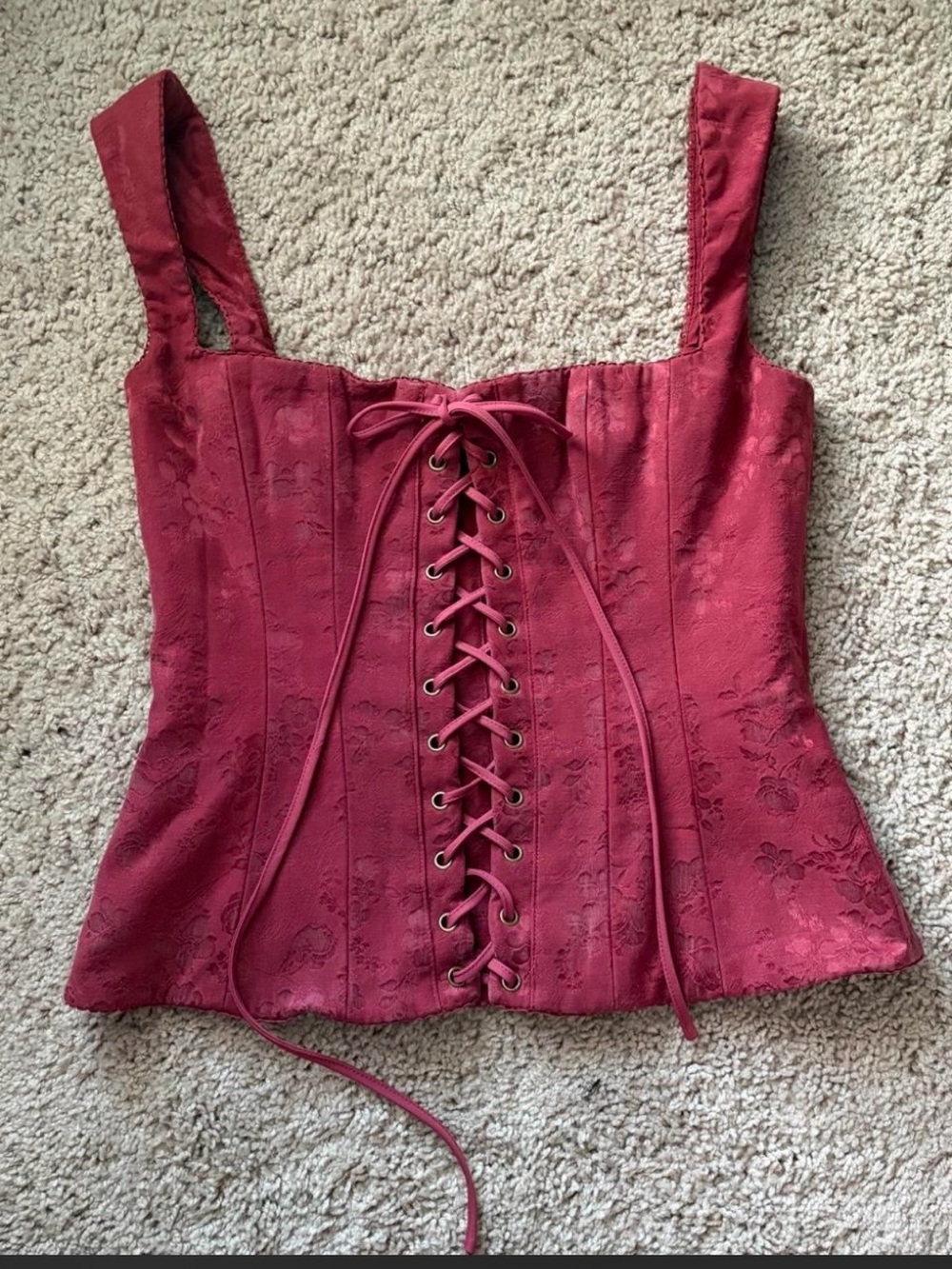 House of CB Rose Red Lace-Up Corset Camisole